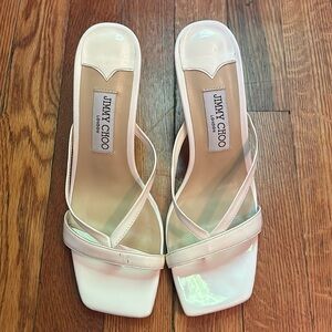Jimmy Choo White Maelie 70 Leather Sandals heels size 38